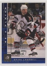 2001-02 ITG Be A Player Memorabilia 4/10 Brian Campbell #192 1s8