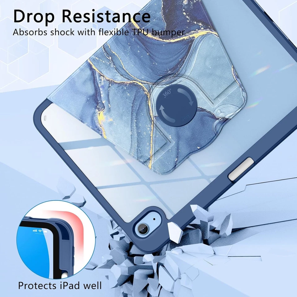 📱 iPad 10th 11th Gen 10.9" 11" Case 360° Rotating Stand Cover w/ Pencil Holder - Image 4 of 4