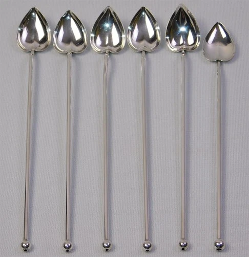 6 Wallace Sterling Silver Sipper Straw Mint Julip Iced Tea Spoons 68.2 Grams