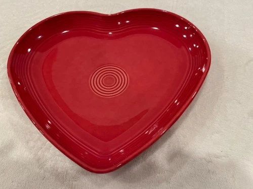 FIESTA 9" HEART  Shaped Plate in Scarlet Red.  New.