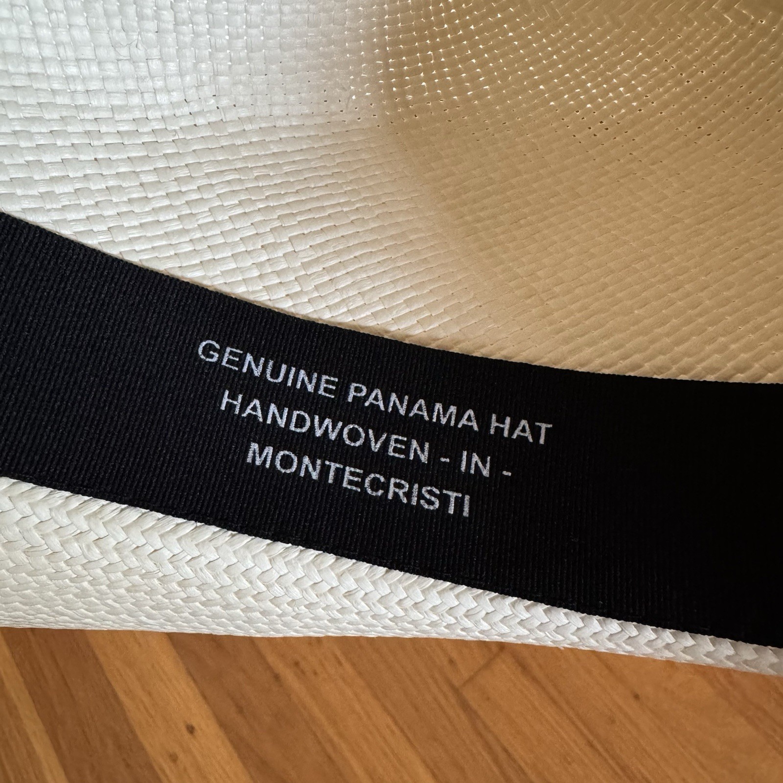 MONTECRISTI 100% STRAW GENUINE PANAMA WHITE HAT 55 Handwoven white fedora 