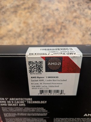 CPU AMD Ryzen 7 9800X3D CPU AM5 Amazon.com: AMD RYZEN 7 9800X3D 8-Core, 16-Thread Desktop