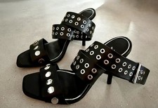 Zara Black Strappy  Studded & Rivet High Heel Shoes 4 /37