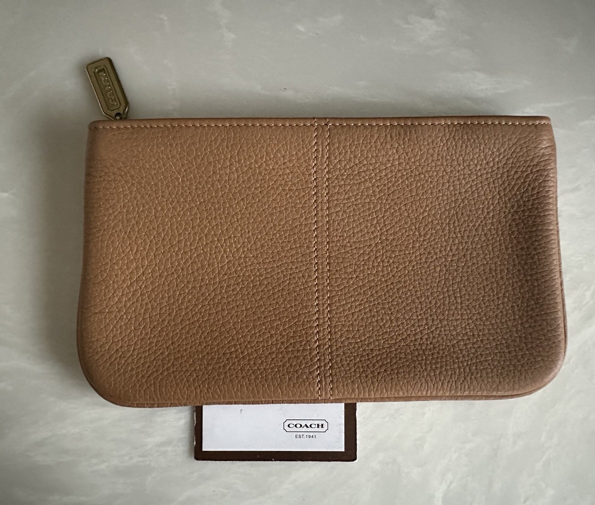 COACH VINTAGE SONOMA WHEAT NATURAL GRAIN LEATHER ZIP COSMETIC