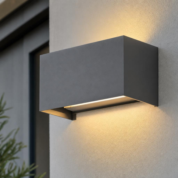 Wandleuchte Wandlampe AußEn Gartenleuchte Fassadenlampe Grau Up Down LED L 20 Cm-image