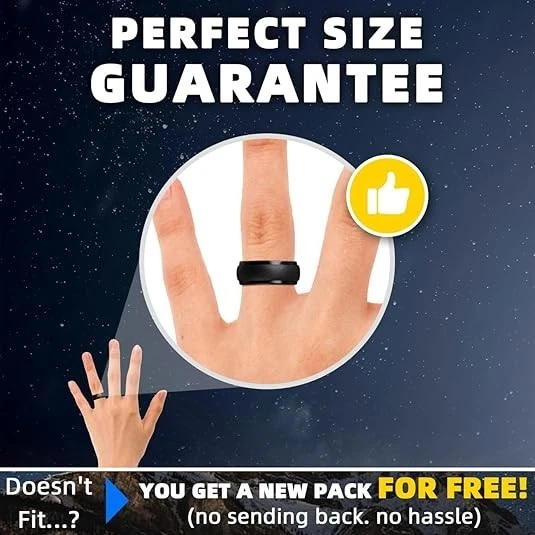 Alianzas de boda de silicona para hombre, alianzas de boda de goma de silicona transpirables Foto 3 de 4