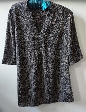 Jaeger Black/Beige Spotty Three-Quarter Sleeve Top – Size 10