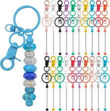 60 Pcs Beadable Keychains Bulk Kit DIY Keychain Making Supplies with Metal Bla