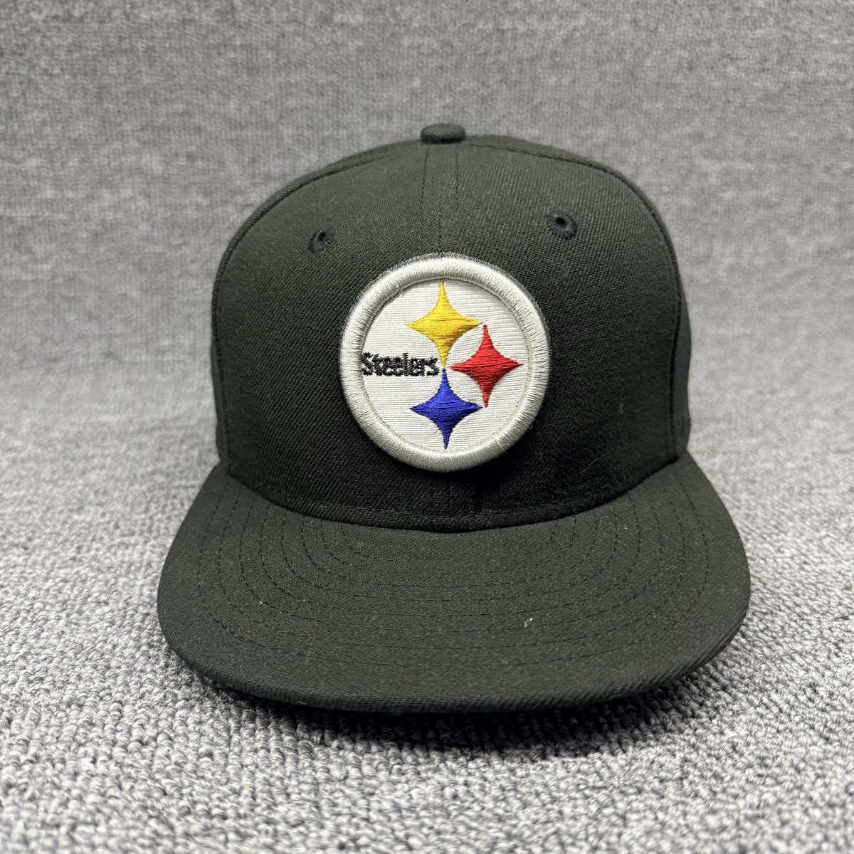 New Era 59FIFTY Pittsburgh Steelers Black Fitted Hat Size 6 7/8 NFL Shield