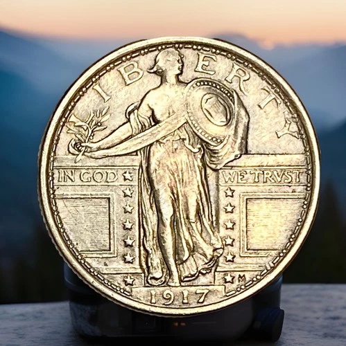 1917 25c Type 1 Standing Liberty Quarter Full Head