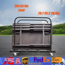10 Tables Capacity Rolling Cart Steel Folding Table Cart For 60" Round Tables