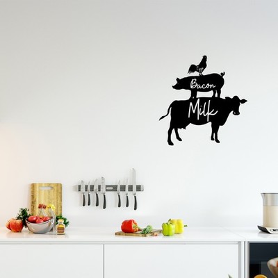 Eggs Bacon Milk - Black 17'' x 16.5'' Wall Art Decal Vinyl Sticker