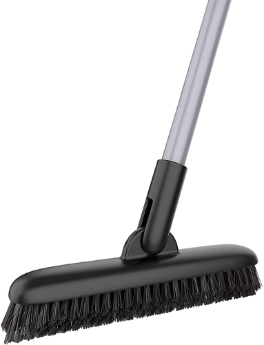 Heavy Duty Grout Scrub Brush with Long Handle, Shower Floor Scrubber for Cleanin
