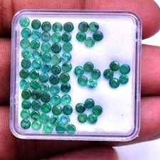 76 Pcs Natural Zambian Emerald Round Cut 2mm Stunning Untreated Loose Gemstones