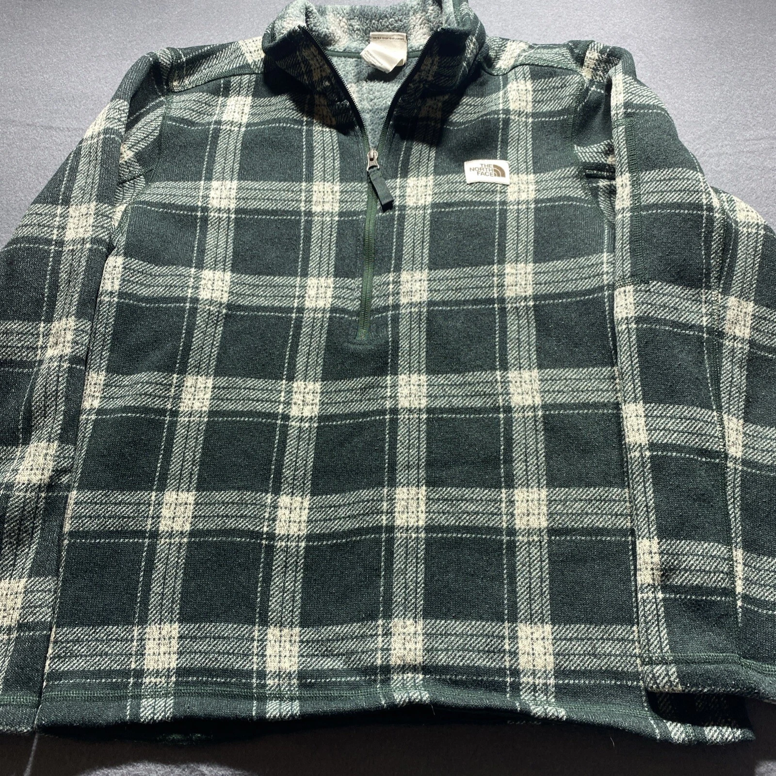 The North Face Gordon Lyons 1/2 Zip Pullover Green Check Plaid Men’s M