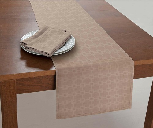 Chandler Fabric Table Runner 14 x 70 Taupe Bardwil Linens Spill Proof - Picture 2 of 3