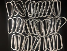 Lot 2" Silver 50/100 Pcs D Shape Aluminum Carabiner Spring Belt Clip Key Chain