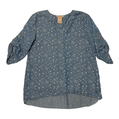 Philosophy Top Adult Large Blue Tunic Star all Over Print Women