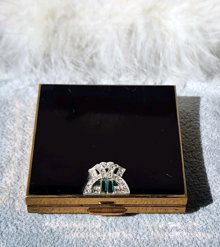 ๐ Vintage Volupte Art Deco style Powder case Jeweled Mirrored Compact - Picture 9 of 17