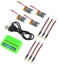 4pcs 3.7v 220mah 35c 1s Lipo Battery W/charger For Eachine E010 Jjrc H36 Nihui