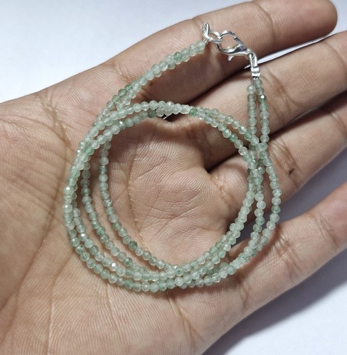 Strawberry gemstone round 2mm beads 13" 2 layer sterling silver jewelry necklace - 第 1/11 張圖片