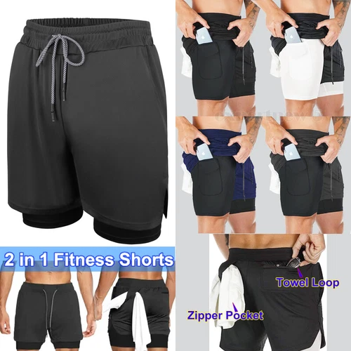 Men's Sports Training Running Bodybuilding Workout Fitness Shorts Gym Pants Run - Picture 1 of 23