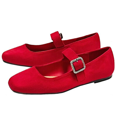 New Women Red Rhinestone Mary Jane Ankle Strap Ballet Flats 5.5 to 10 ...