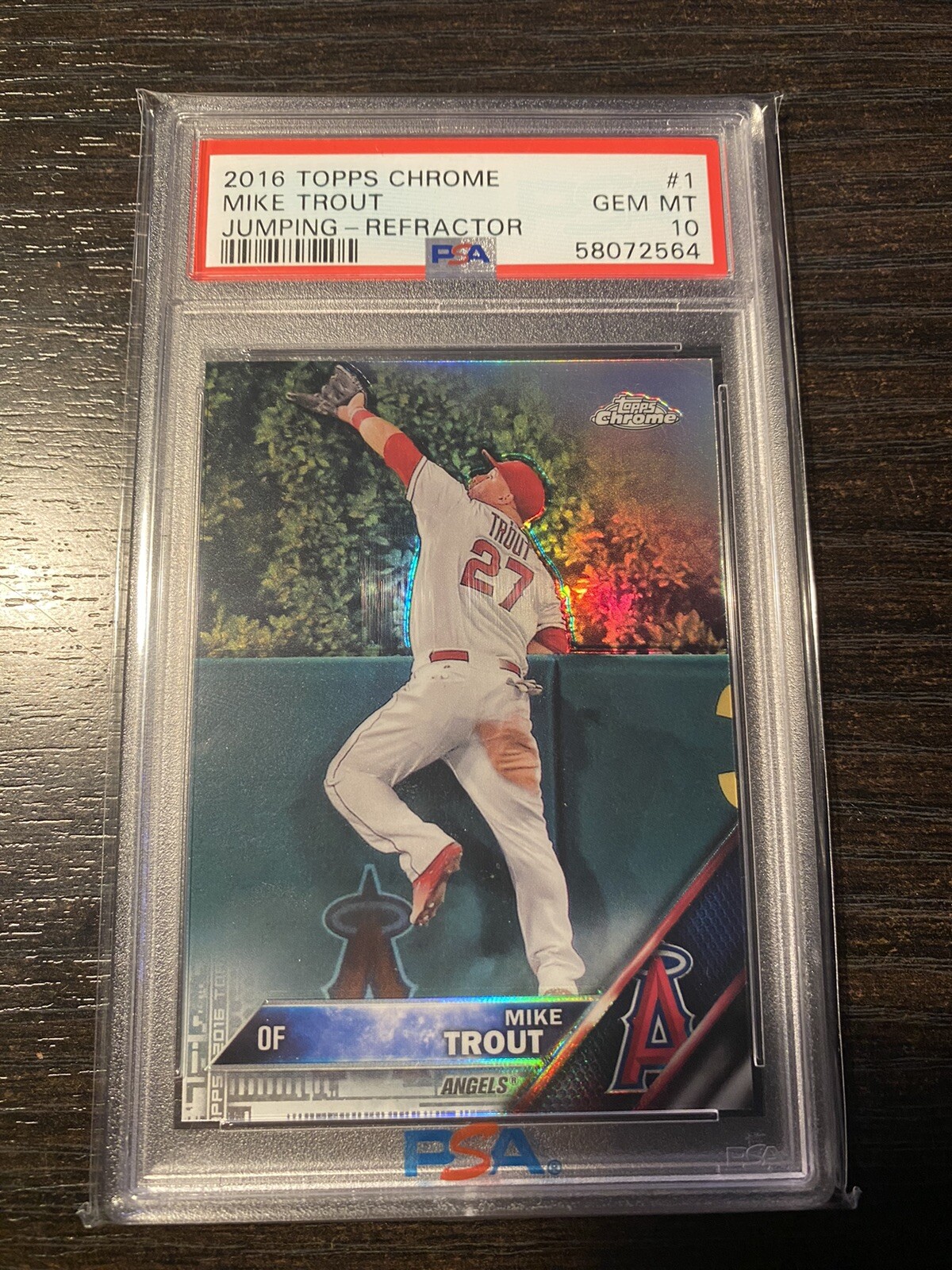 2016 Mike Trout  PSA 10 Jumping Refractor #1 GEM MINT Topps Chrome