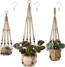 3 Pack Macrame Plant Hanger Indoor Different Size Basket Flower Pot Holder Beads