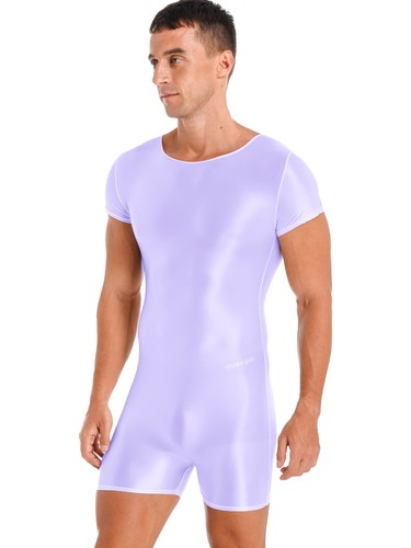 Body uomo lucido manica corta costume da bagno sport yoga fitness pezzo unico pagliaccetto - Foto 48 di 106
