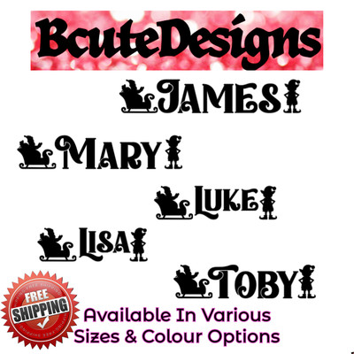 WEIHNACHTEN PERSONALISIERT NAME VINYL AUFKLEBER STICKER TISCH PLATZ WEINGLAS KARTEN