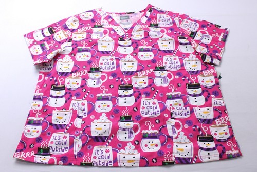 Butter Soft Women's 2 Pocket V Neck Scrub Top EJ3 Morning Treats Size 2X NWT