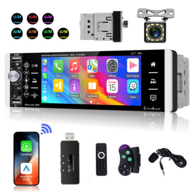 5.1'' Single 1DIN Autoradio CarPlay/Android auto FM USB Bluetooth MP5 Kamera +DAB
