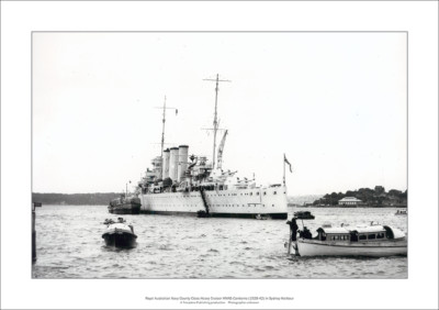 HMAS Canberra A1 Art Print   RAN Heavy Cruiser Sydney Hbr   84 x 59 cm Poster