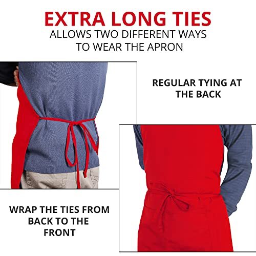Adjustable Bib Apron (2-Pack) Water Oil Resistant Chef Aprons Utopia Kitchen - Picture 58 of 104