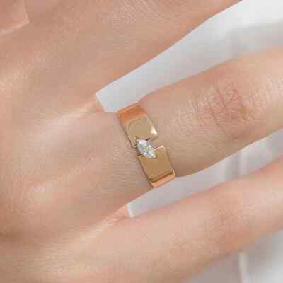 Solitaire Broad Band Moissanite Marquise Shape Women's Engagement Ring ...