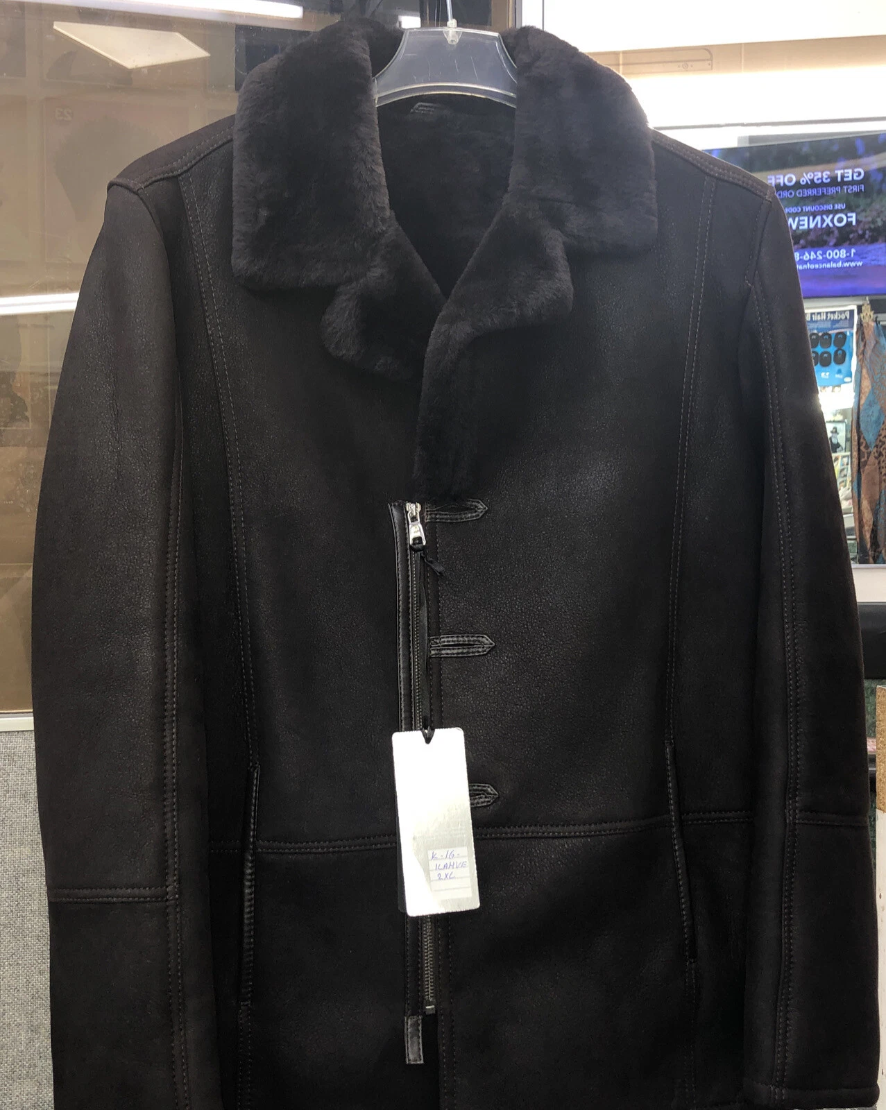 Jokers Sherling Sheepskin Dark Brown Classic Real Shearling Warm Coat Jacket XXL