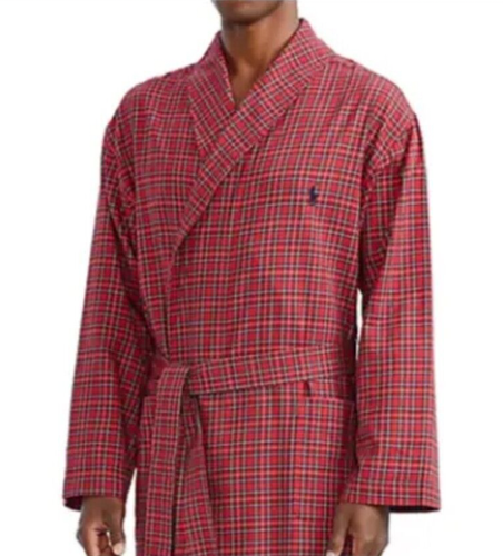 POLO RALPH LAUREN Men's Sleepwear Red Multicolor Plaid Robe Size L/XL NWT - Picture 2 of 6
