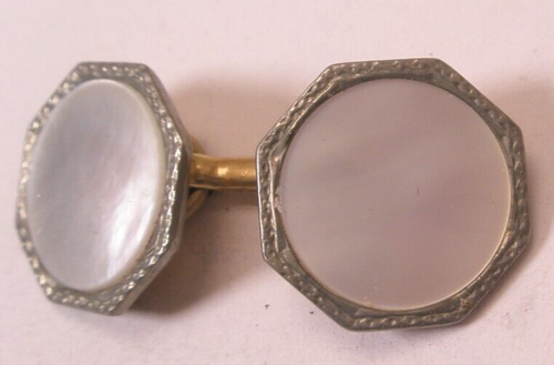 White MOP Rolled Gold Plate SINGLE Vintage Cuff Link replace lost/broken aa77 - Picture 4 of 7
