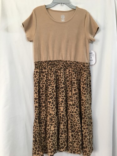 Wonder Nation Girls Casual Dress Khaki Animal Print Mixed Media Many sizes NEW - Picture 3 of 3