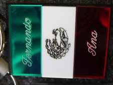 Personalized Mexican Flag Key Chain Custom Name Engraved keychain Acrylic