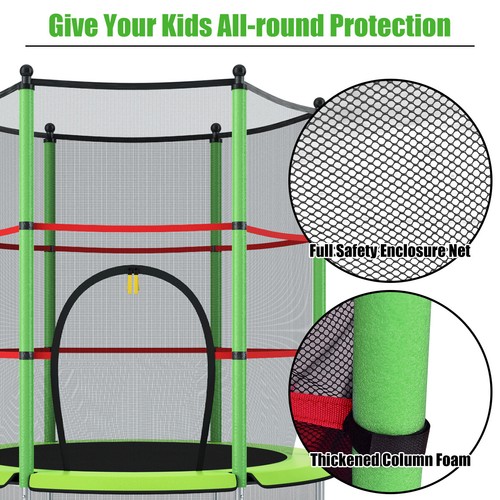 4.5ft Kids Upgrade Trampoline Round Trampolines Enclosure Safety Net Green - Picture 8 of 11