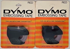 2 Vtg. 1971 DYMO Typewriters 3/8" x 144" RED Embossing Tape  No. 7291 NOS