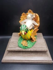 Charming tails figurines, Turkey Traveller Mouse Riding A Squash. 