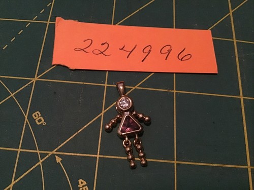 Gold Plate STERLING SILVER BRACELET CHARM STONE purple amethyst girl