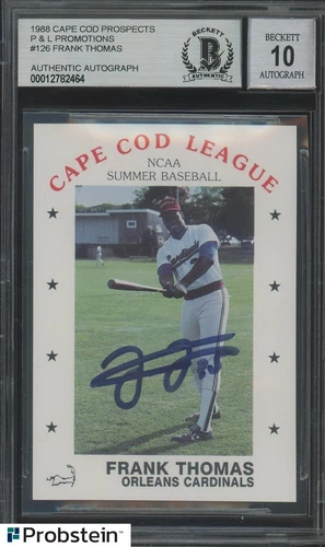Frank Thomas HOF Signed 1988 Cape Cod P & L Promo #126 RC BGS BAS 10 AUTO