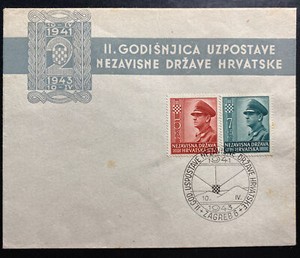 1943 Zagreb Croatia First Day Cover FDC National Youth Society Issue Sc#B29-30