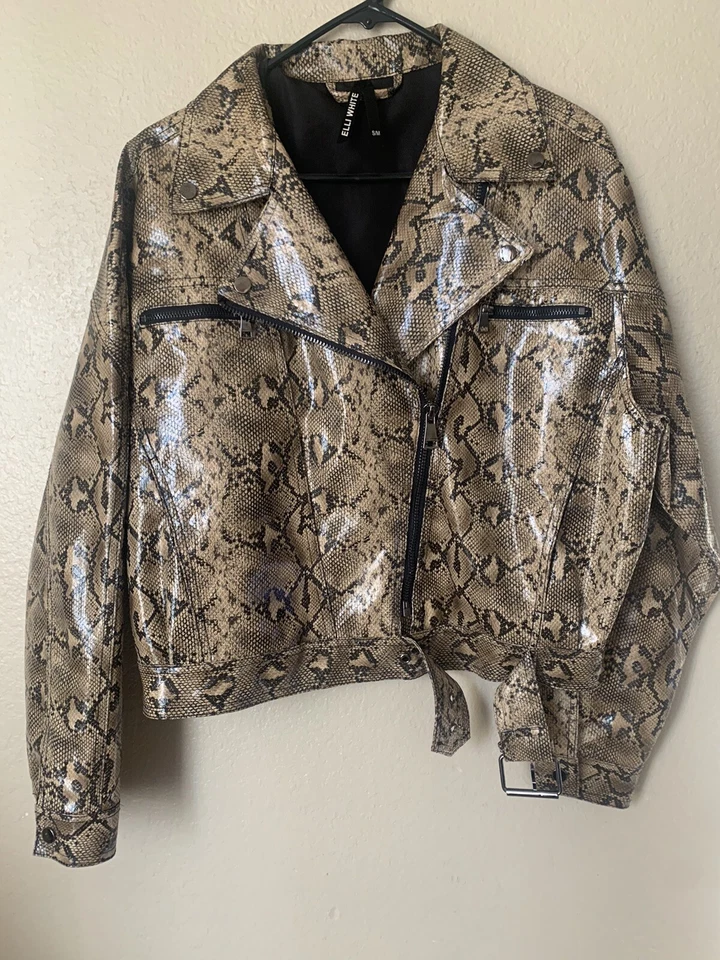 Oversized Faux Snake Print Jacket