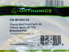  3 Ortronics, OR- MC605-04, Clarity CAT6 Mod Cord. 5ft, Yellow, 8pos.