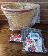 Longaberger 2002 May Series Geranium Basket Liner Protector Tie-On Combo 12373